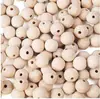 Cuentas redondas de madera de loto de 16 mm, pintura al agua, color sólido, base de color, cuentas de madera, hilo con borla, pulsera, collar, accesorios, cuentas sueltas de madera en stock