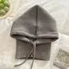 Pasamontañas coreano otoño e invierno moda de pareja sombrero cálido bufanda integrada protección para los oídos tejida sombrero de lana
