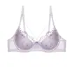 Sujetador push-up sexy de aros suaves con soporte lateral, diseñado para minimizar la apariencia de senos grandes, con encaje francés, un diseño fino y ligero, y un conjunto de lencería a juego