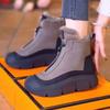 Internet Popular Botas de Neve de Cano Alto Sapatos de Algodão Grosso Forrados com Lã de Inverno para Mulheres Sapatos Mao de Sola Grossa Sola Macia Superfície Macia Botas Martin Confortáveis