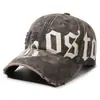 Gorra de Béisbol Rota Desgastada Estilo Retro Americano Letra Grande Moda Hombres Mujeres Visera Sombrero Protección Solar Sombra Gorra Ajustable