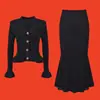 Vestido Otoño/Invierno 2025 con Cintura Ceñida, Mangas Acampanadas, Parte Superior de Punto + Vestido Traje de Cola de Pez, Estilo Largo para Otoño e Invierno