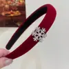 Faixa de Cabelo Ankora Red Velvet para Mulheres, Estilo Outono e Inverno, Faixa de Cabelo de Luxo com Design de Coroa Alta, Acessório de Cabelo de Ano Novo Atacado