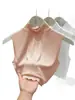 Top de capa base sin mangas de punto acanalado de alta gama con cuello alto y ribete de oreja de madera, versátil, algodón suave, ropa para mujer
