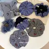 Scrunchie de Malla de Tela Estilo Coreano con Cerezas Nueva Moda Sencillo Versátil Lazo para el Cabello Moño Coleta Alta Cuerda para el Cabello