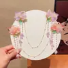 2026 Nuevo Estilo Cadena para la Frente Estilo Antiguo para Niñas, Pasador de Pelo Bebé Estilo Hanfu, Pasador Estilo Chino con Flores y Borlas
