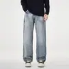 Otoño 2026 Nuevos Jeans con Patrón de Rayos Marca de Moda para Hombre Nuevos Lavados Pierna Recta Adelgazantes Calle Alta Frescos Pantalones Largos