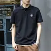 Camisa Polo de verão pesada, estilo duas peças falsas, camiseta de manga curta para homens, corte solto, tamanho grande, marca moderna estilo americano, camisa Polo de meia-manga com gola