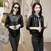 Chaqueta de Cuero de Alta Gama Estilo Americano para Mujer, Estilo Corto, Nueva Moda Primavera 2026, Chaqueta de Cuero Simple y Versátil, Artículo de Moda Caliente