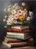Pintura a Óleo Nórdica Vintage Vaso de Flores Peônia Sala de Estar Decoração de Quarto Sem Moldura Núcleo de Poster de Pintura Suspensa