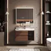 Set de Gabinetes de Baño Gesili Estilo Vintage con Lavabo Integrado de Cerámica y Madera de Nogal para Baño