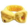 Diadema linda con cara de oso bordada estilo coreano, diadema de conejo de dibujos animados con lazo, diadema de patito amarillo de terciopelo de coral
