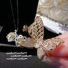 Anillo de rosa de piedra preciosa amarilla Crepúsculo de Cenicienta con baño antiguo de oro de 18 quilates y anillo de circón con lazo