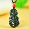 Pingente Guanyin de Jade Verde Hetian de Xinjiang para Homens, Escultura Dupla Face da Guanyin de Mil Mãos com Dragão e Fênix, em Estoque