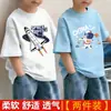 2026 Novo Estilo Camisa de Verão Fina de Algodão Puro com Manga Curta para Crianças Grandes e Médias Top Infantil Camiseta de Manga Curta para Meninos Tendência t