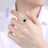 Jin Jiahua Anel Masculino Simples e Incomum de Diamante Negro Nobre e Elegante Ônix Negro Obsidiana Anel Masculino