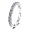 Anillo de fila única media luna 2 mm Moissanita anillo de mujer bañado PT950 simple moderno s925 plata de ley dedo índice anular