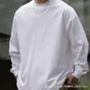 Camiseta Base de Color Sólido Básica Retro Estilo Americano para Primavera y Otoño Ropa Interior Camiseta de Manga Larga Holgada Estilo BF para Hombre y Mujer