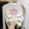 Camiseta Base de Terciopelo Doble Cara para Niñas Otoño e Invierno Nueva Camiseta de Manga Larga Cálida Estilo Bebé de Cuello Alto