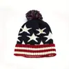 Chapéu de lã tricotado com pompom, bandeira americana britânica, quente para o inverno ao ar livre, moda masculina e feminina, comércio exterior, atacado