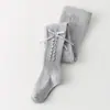 Medias Infantiles Estilo Primavera y Otoño Calcetines de Princesa Ropa Exterior Versátil Algodón Raya Vertical Lazo para Niñas Pantalones Base al por Mayor