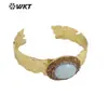 WT-B628 Estilo Europeo Retro Estilo de Corte Piedra Preciosa Pedrería Ajustable Latón Pulsera Cara Accesorios para Hombres y Mujeres
