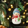 Popular Transfronterizo Acrílico 2D Gorro Navideño Muñeco de Nieve Lindo Colgante de Manualidades Decoración de Árbol de Navidad Colgante de Coche