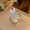 Anillo de Zirconia Micropavimentada Nuevo Transfronterizo Celebridad de Internet para Mujer, Anillo de Dedo Índice de Lujo Ligero de Moda de Gama Alta para Mujer con Apertura Ajustable