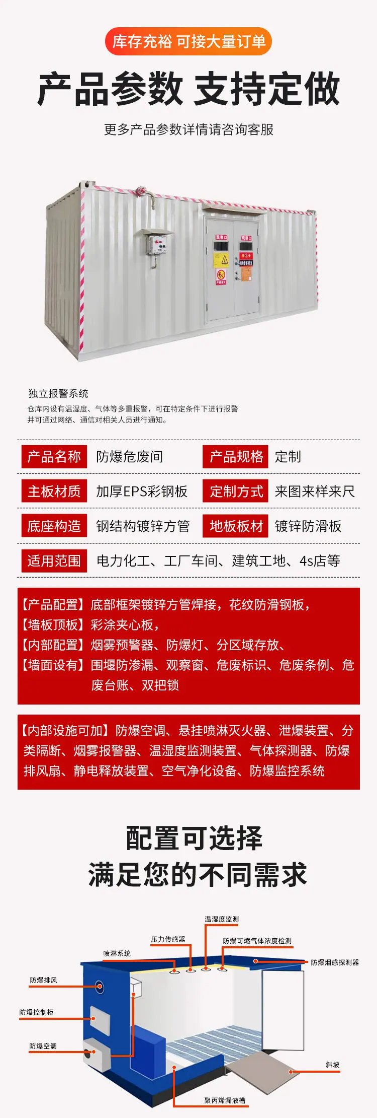 危废间户外存储仓库化学品箱式防爆柜危储存间防爆危废库