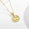 Nova Colar Pingente Zodiaco Vazado em Aço Inoxidável Moda Feminina Pingente com Padrão Zodiacal Corrente para Clavícula Joia