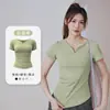 Conjunto de Yoga de Verano Personalizado con Cuello en V y Mangas Cortas, Pantalones Cortos para Mujer, OEM, Simple, Secado Rápido, Top de Fitness, Malla para Correr, Personalizado