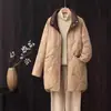 Chamarra de plumón de pato blanco de invierno ligera para mujer de longitud media talla grande suelta para chica gordita cuello alto delgada
