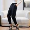Calça de Moletom Feminina Soltinha 2024, Calça Harem Petite Outono e Inverno, Veludo Cotelê Cintura Alta Versátil Elástico