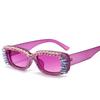 Óculos de sol de moda novos de fábrica com incrustação de diamantes Óculos de sol quadrados pequenos com strass da moda europeia e americana Óculos de sol femininos