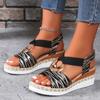 Sandalias de Mujer de Talla Grande Europeas y Americanas 2024 Amazon wish Hebilla Metálica Decorativa Cuña de Cuerda de Cáñamo Suela Ligera Sandalias de Pez
