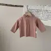 Esgotado, Sem Reposição Estilo Primavera e Outono Gola de Renda para Bebê Zou Barra Elástica Camiseta Básica Top de Manga Longa para Bebê Menina