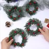 Guirnalda Simulada Amazon Decoración Navideña para el Hogar Portavelas Bayas Rojas Pvc Aguja de Pino Servilletero Guirnalda Artificial