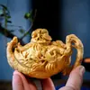 Alça para Bule de Madeira Sólida Esculpida Peça para Cabo de Bule de Cuia Mão de Buda Taihang Thuja Acessórios para Animais de Chá de Mesa Comprimento 8cm
