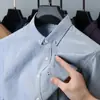 Camisa de algodão mercerizado masculina manga longa 2023 nova primavera e outono camisa de algodão casual masculina bolso real top profissional