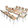 Mesas y Sillas de Exterior para Patio, Balcón, Madera Plástica para Exteriores Mesas y Sillas, Terraza de Cafetería Restaurante, Mesas y Sillas Impermeables de Ocio para Exteriores