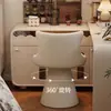 Silla de Maquillaje Moderna para Habitación de Vestir de Chicas Taburete Giratorio de Color Crema Luz de Lujo Silla de Tocador de Gama Alta Asiento para Vestidor