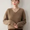 Camiseta de punto básica, Suéter de punto, Cachemir holgado de color liso, Top para otoño e invierno con cuello, Ropa interior para mujer con mangas largas, efecto adelgazante