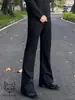 Pantalones de traje a la moda y lujosos ligeramente acampanados, Pantalones casuales cálidos forrados de polar para otoño e invierno, Pantalones de negocios diarios para hombre, Modernos