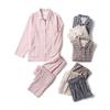 Ropa de Casa Japonesa Sencilla de Gasa Doble Capa Algodón Gasa Conjunto de Pijama Sin Costuras Laterales Manga Larga para Hombre y Mujer Cuadros Lunares
