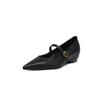 Zapatos de Mujer de Cuero Genuino Estilo Hepburn Retro Piel de Oveja de Primera Capa Curtida al Vegetal Mary Jane 2025 Otoño Puntiagudos con Plataforma Interna de Altura Media