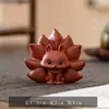 Mascota de Té de Arcilla Púrpura Zorro de Nueve Colas Adorno Creativo, Se Puede Usar para Juego de Té, Decoración de Mesa de Té Inspirada en Zen, Adorno Pequeño