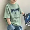 Camiseta de Manga Corta 100% Algodón para Niños, Nuevo Estilo Verano 2026 para Niños Mayores, Moderna Camiseta Estampada de Verano, Camiseta de Media Manga a la Moda