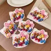 Elásticos de cabelo, tiaras e cordões de cabelo de desenho animado para meninas, com um design pequeno e fofo na cor café com leite, perfeitos para outono e inverno.