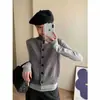 Suéter sem mangas de tricô com tranças e gola alta, reversível, novo estilo Outono/Inverno 2025 para mulheres, suéter colete de abotoamento simples, estilo coreano