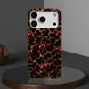Suministro transfronterizo estilo chica hot retro funda de teléfono con estampado de leopardo y purpurina dorada de cereza para iPhone 17PM cubierta de teléfono ultra delgada mate